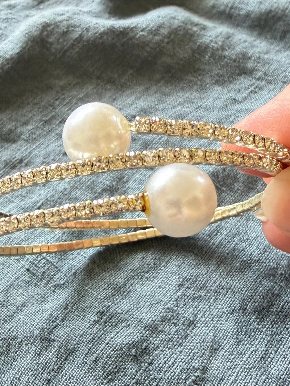 Gold-Tone Pearl & Crystal Bangle Bracelet - White Pearls